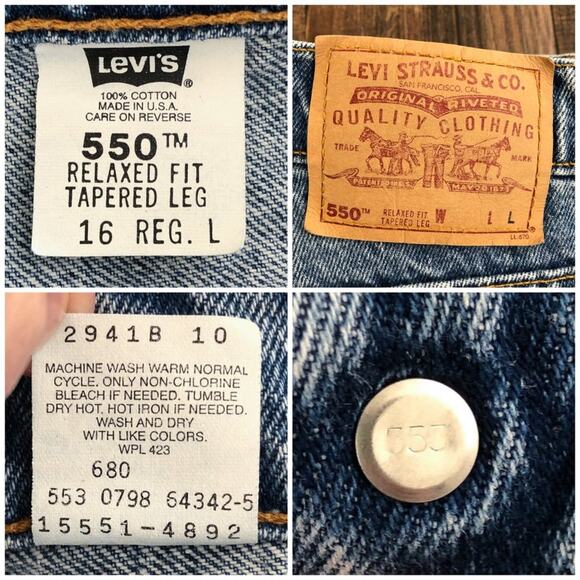 Levi’s VTG 90s 550 Jean High Rise Relaxed Fit Tapered Leg Waist 32 Tag Size 16 L - Picture 9 of 16
